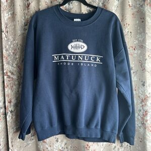 Y2K Navy Blue Crewneck Sweater Mantunuck Rhode Island